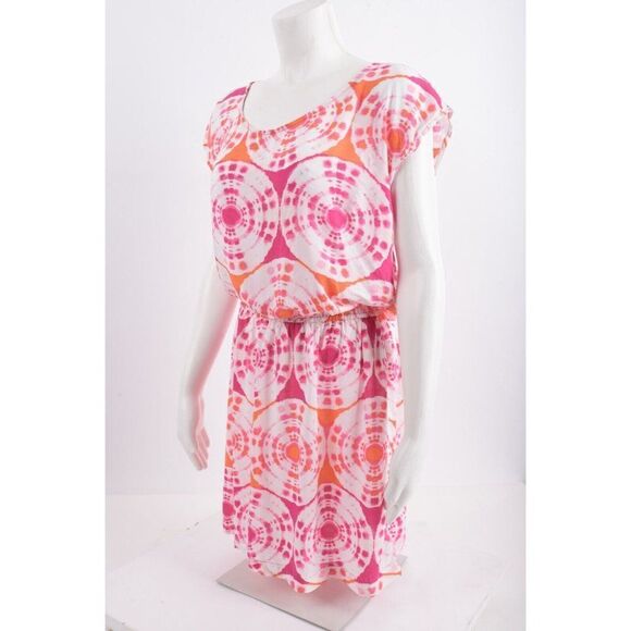 Banana Republic Womens Dress Swim Cover-Up M Pink White Tie Dye Geometric NWT - Picture 3 of 6